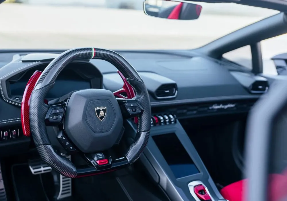 Black Lamborghini Huracan Evo Spyder rental | Cache Luxe